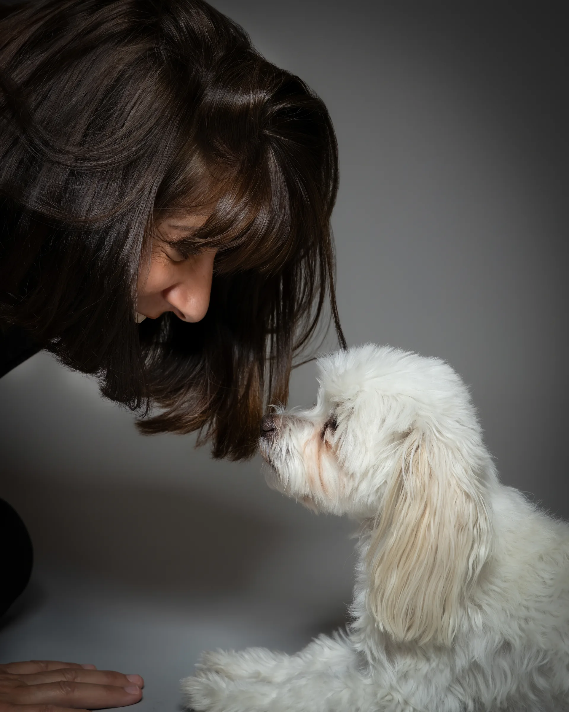 Portrait tendre avec son chien, studio photo à Montesson